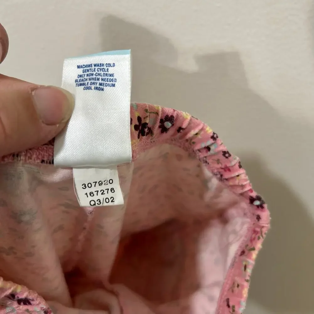 Old Navy Vintage Girls Size 2T Pink Floral Flare Cargo Pants Stretchy 70s Y2K